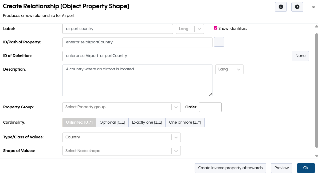 Create Relationship Form