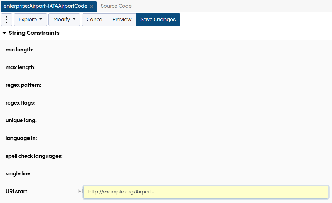 String Constraints Form