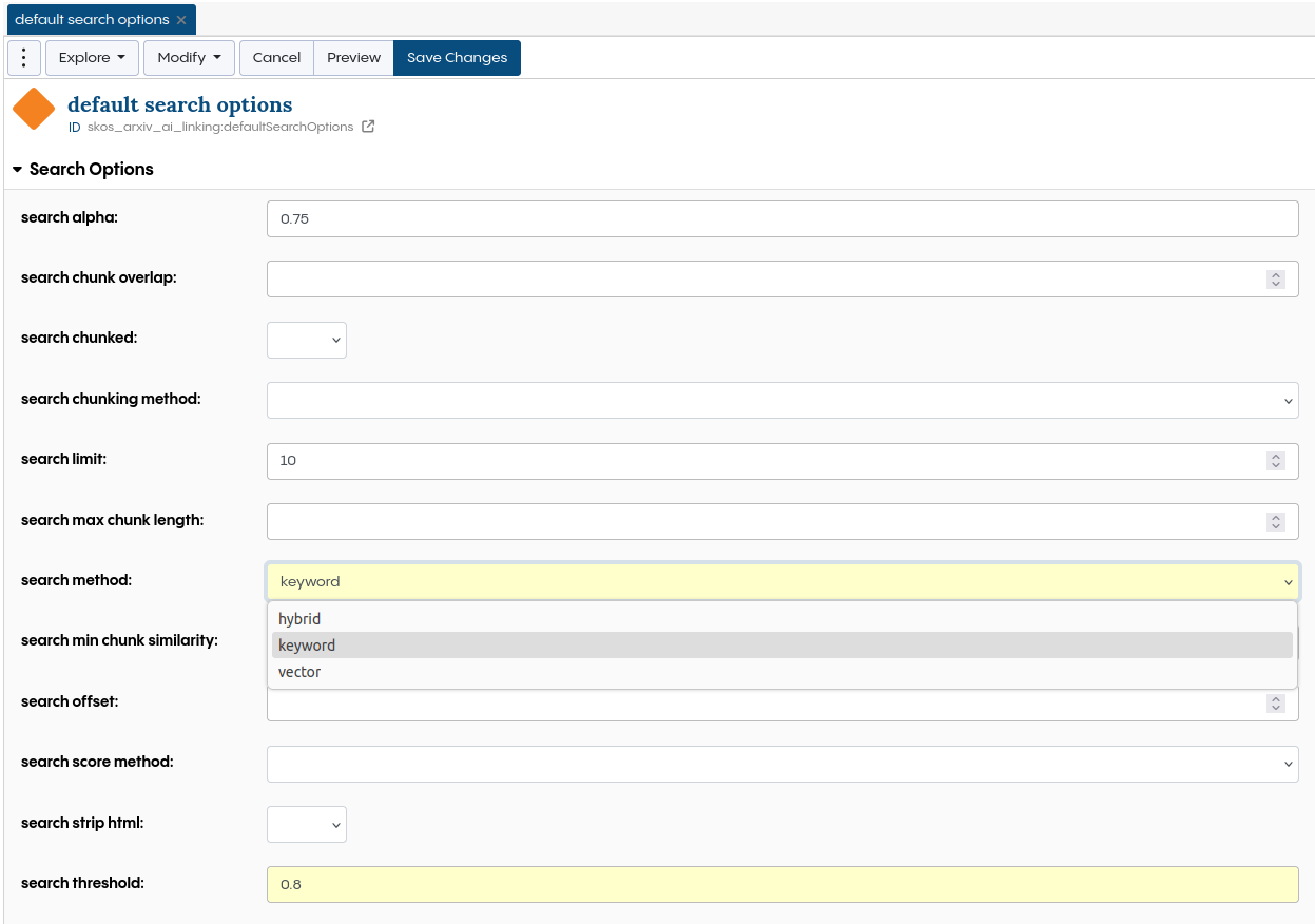 Copilot Linking search options